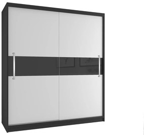 Šatníková skriňa 133 cm Belini čierny mat / biely mat s posuvnými dverami  SI SZP2/2/B/W/B/UU