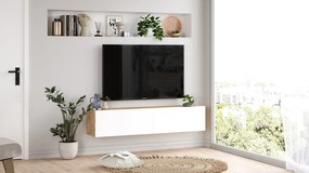 Závesný TV stolík Houseland Farfallo Atlantic pine/ biely