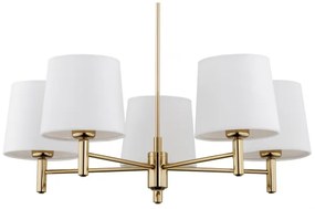 Argon 2106 - Luster na tyči PONTE 5xE27/15W/230V mosadz/krémová