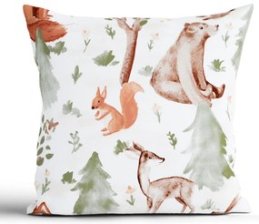 Bavlnená obliečka na vankúš Renforcé 40 × 40 cm - Lesné zvieratká