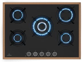 Klarstein Lumiflame plynová varná doska, 5 horákov, medený rám, elektrické zapaľovanie, výkon 10,4 kW