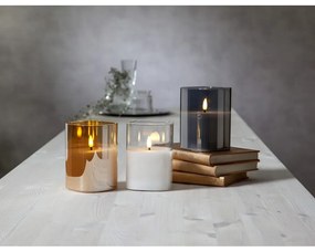 Sivá LED vosková sviečka v skle Star Trading Flamme, výška 12,5 cm