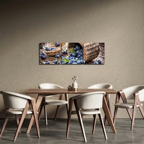 Obraz - Šťavnaté čučoriedky (s hodinami) (90x30 cm)