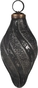 Granitová antik sklenená vianočná ozdoba banka Noirre - Ø 6*11 cm