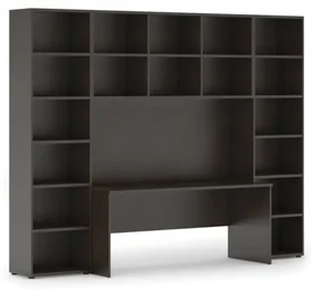 Zostavy knižníc s integrovaným stolom, vyššie, 2950 x 700/400 x 2300 mm, wenge