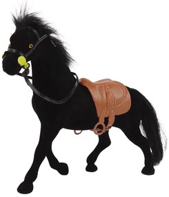 Lean Toys Figúrka čierneho koníka s hnedým sedlom