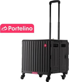 Portelino Skladací nákupný vozík PORTELINO, čierny