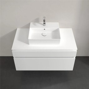VILLEROY &amp; BOCH Legato závesná skrinka pod umývadlo na dosku (umývadlo v strede), 2 zásuvky, 1000 x 500 x 550 mm, White Matt, B60400MS
