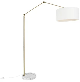 Moderná stojaca lampa zlatá s tienidlom bielym 50 cm nastaviteľná - Editor
