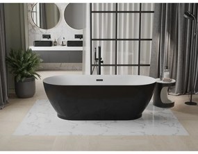 Mexen Roxy, voľne stojaca vaňa 180 x 85 cm, biela-čierna, čierny matný prepad, 51201808575-70