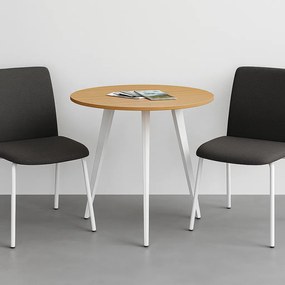Konferenčný stôl PRIMO VIBE, priemer 60 cm, biela podnož, buk