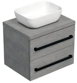 Kúpeľňová skrinka s čiernou úchytkou a krycí doskou SAT Cube Way 60x47,5x46 cm betón mat CUBE46C1603BE45, 1 ks