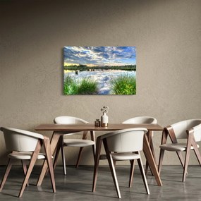Obraz jazera s tŕstím (90x60 cm)