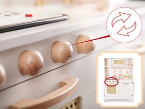 KIK Detská drevená retro kuchynka MDF biela s doplnkami, svetlom a zvukom BOHO