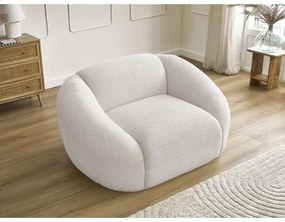 Biele kreslo z textílie bouclé Tina – Bobochic Paris