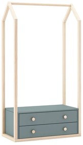 Otvorená detská šatníková skriňa sivozelená 80x170x40 cm Esteban – Marckeric