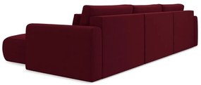 Vínovočervená zamatová rozkladacia/s úložným priestorom rohová pohovka (do tvaru "U") Kapua – Makamii