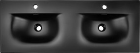 Comad Nábytkové keramické dvojumývadlo SKY 1 BLACK MATT 120D DP, 121x46 cm, čierna matná