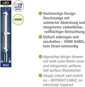 Nástenná sprchová tyč v striebornej farbe 74 cm LED – Wenko