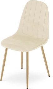 Set dvoch jedálenských stoličiek PADVA zamatové béžové / hnedé nohy (2 ks)