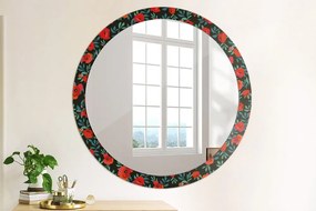 Okrúhle ozdobné zrkadlo na stenu Červené mak fi 100 cm