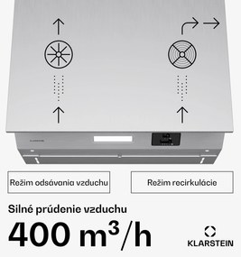 Klarstein Swift Square digestor, zabudovaný digestor, 402 m³/h, EEK C, Odsávanie/Recirkulácia, LED