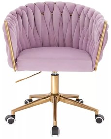 LuxuryForm DESIGN Kreslo NORDEN VELUR na zlatej podstave s kolieskami - levanduľa