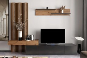 Obývacia stena SOWETO PLUS, čierna / dub Artisan