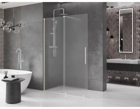 Mexen Velar, sprchová zástena s posuvnými dverami Walk-in 160 x 200 cm, 8mm sklo námraza, brúsená oceľ, 871-160-000-33-97