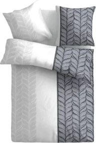 Obliečky Nobles 140x220 cm, bavlnený satén, biela/sivá/modrá%