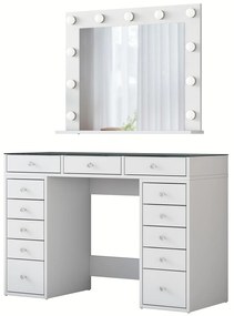 Toaletní stolek Melissa 04 s LED zrcadlem bílý/čirý