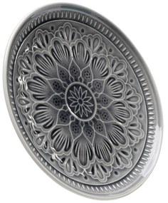 Sicilia Mandala tanier sivý Ø21 cm