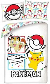 Posteľné obliečky z mikrovlákna Pokémoni Pikachu a Meowth - 70 x 90 cm + 140 x 200 cm