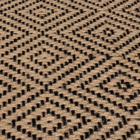 Jutový behúň na schody v čierno-prírodnej farbe 60x600 cm Diamond – Flair Rugs