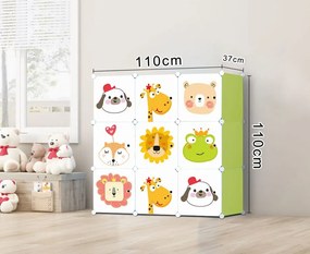 ModernHome Modulárna detská knižnica 9x - zvieratá