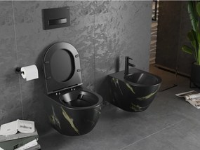 Mexen Lena, závesná WC misa Rimless s duroplastovým sedátkom s pomalým zatváraním, čierny-imitácia kameňa, 30224098