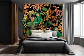 Gario Fototapeta Vták na pozadí listov abstraktné farebné - Andrea Haase Materiál: Vliesová, Rozmery: 250 x 250 cm