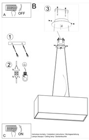 Závesné svietidlo Santa, 1x čierne textilné tienidlo, (biely plast), (80 cm)