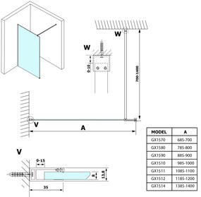 Gelco Gelco, VARIO WHITE jednodielna sprchová zástena na inštaláciu k stene, sklo nordic, 1100 mm, GX1511-07