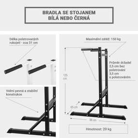 Gorilla Sports Posilňovacie bradlá, 65 x 125 x 98 cm, čierne