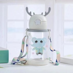 Detská plastová fľaša so slamkou ELEPHANT 600 ml