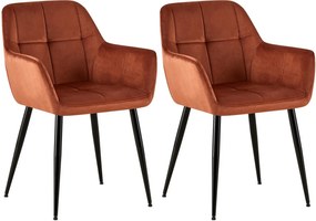 Jedálenská stolička Emia (SET 2 ks) - zamat, kovové nohy čierne - Hnedá