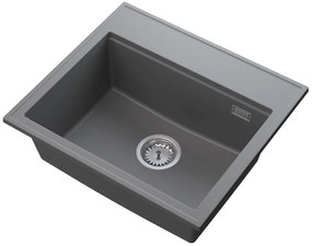 Gamma Modern 5055, 1-komorový granitový drez 560x500x210 mm, šedá, GMA-ZM-55-G