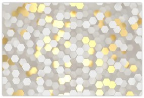 Obraz - Zlato-biele hexagóny (90x60 cm)