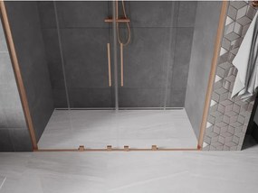 Mexen Velar L Duo, posuvné sprchové dvere do otvoru 180 cm, 8mm číre sklo, medená matná, 871-180-003-02-65