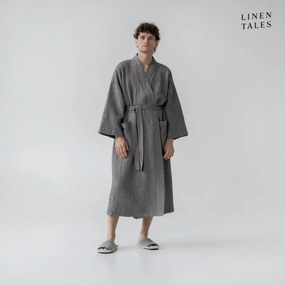 Tmavosivý župan veľkosť S/M Honeycomb - Linen Tales