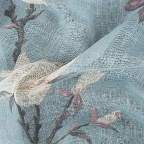 Dekorstudio Dekoračný etamínový záves LUNA s kvetinovým motívom 140x250cm - sivý