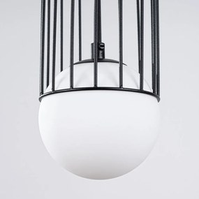 Biele/čierne závesné svietidlo so skleneným tienidlom Belinda – Sollux