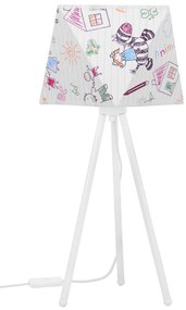 Detská stolná lampa Diamond, 1x biele textilné tienidlo so vzorom