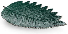 DEKORAČNÝ KERAMICKÝ PODNOS AGRA 18X30X4 CM ZELENÁ